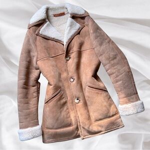 Vintage Tan Suede Shearling Jacket